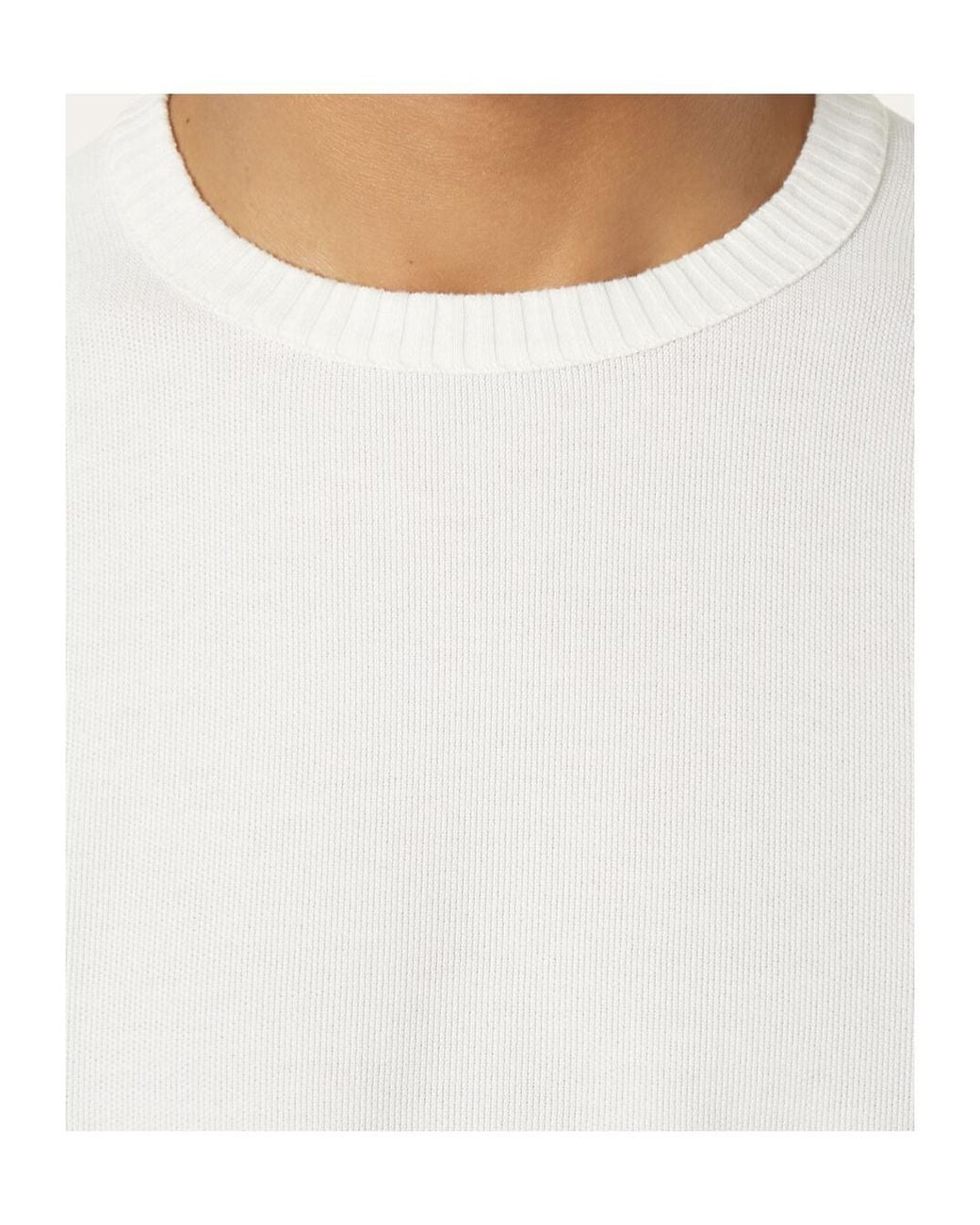 Loro Piana White Logo Long-Sleeved Knitted Pullover for men