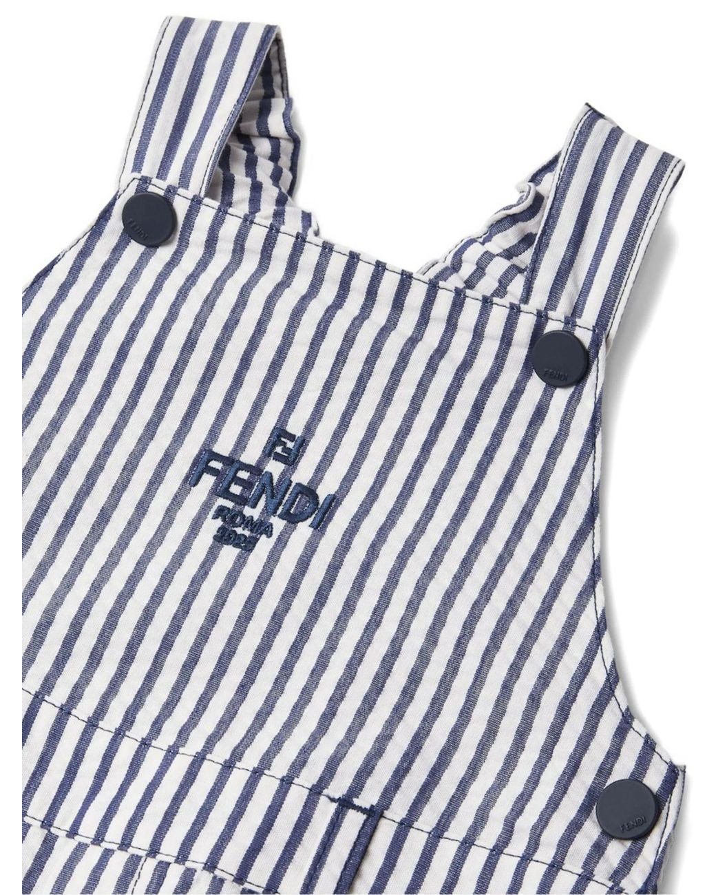 Fendi Blue Striped Dungarees