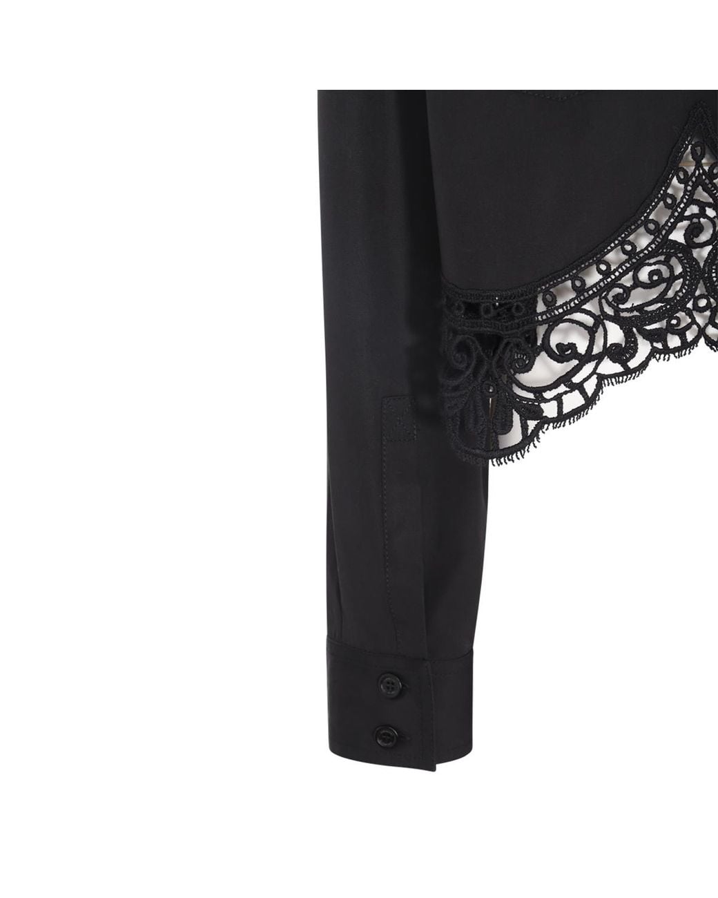 Burberry Black Lace-Detailed Long-Sleeved Shirt