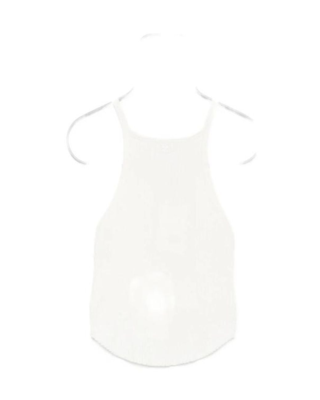 Courreges White Courrèges Sleeveless Circle Rib Knit Top