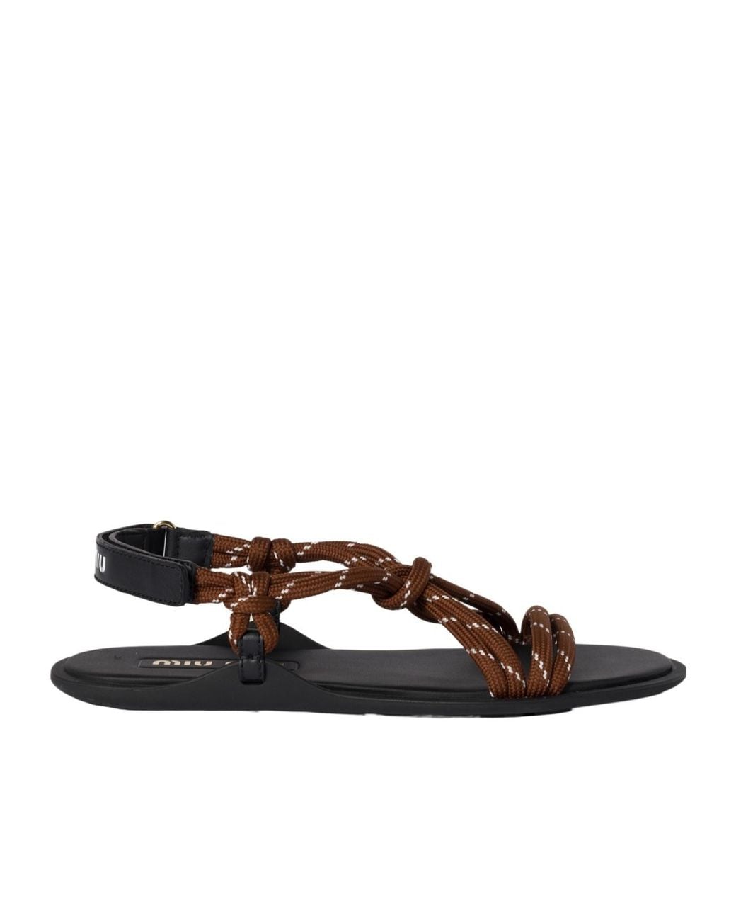 Miu Miu Brown Rivière Cord And Leather Sandals