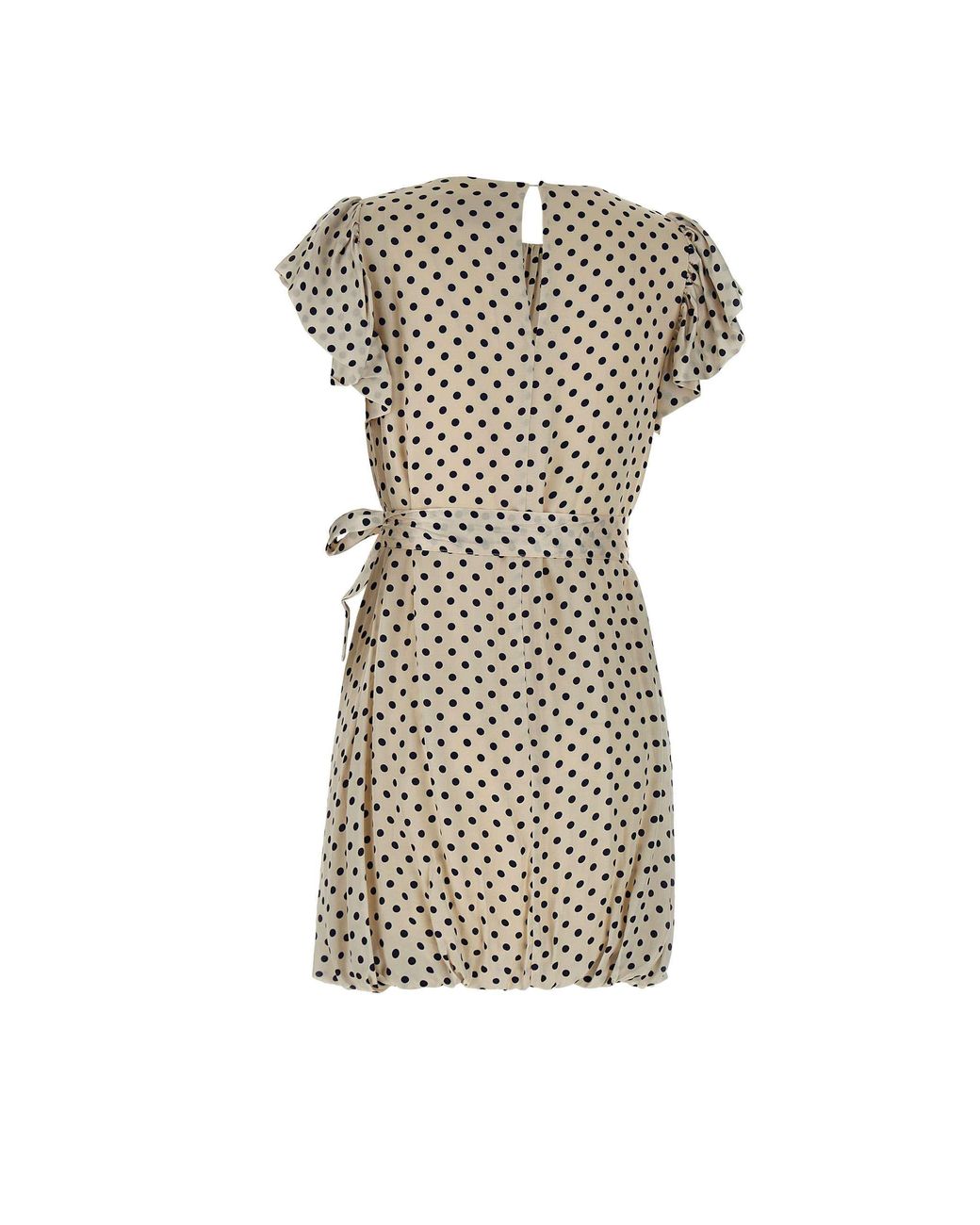 Kaos Natural Polka Dot Belted Short Dress