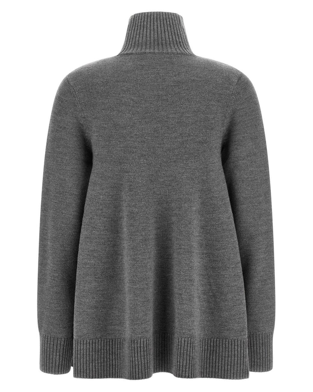Totême  Gray Roll-Neck Flared Sweater
