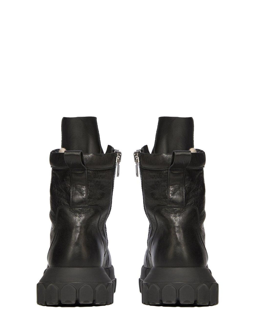 Rick Owens Black Lace-Up Combat Boots for men