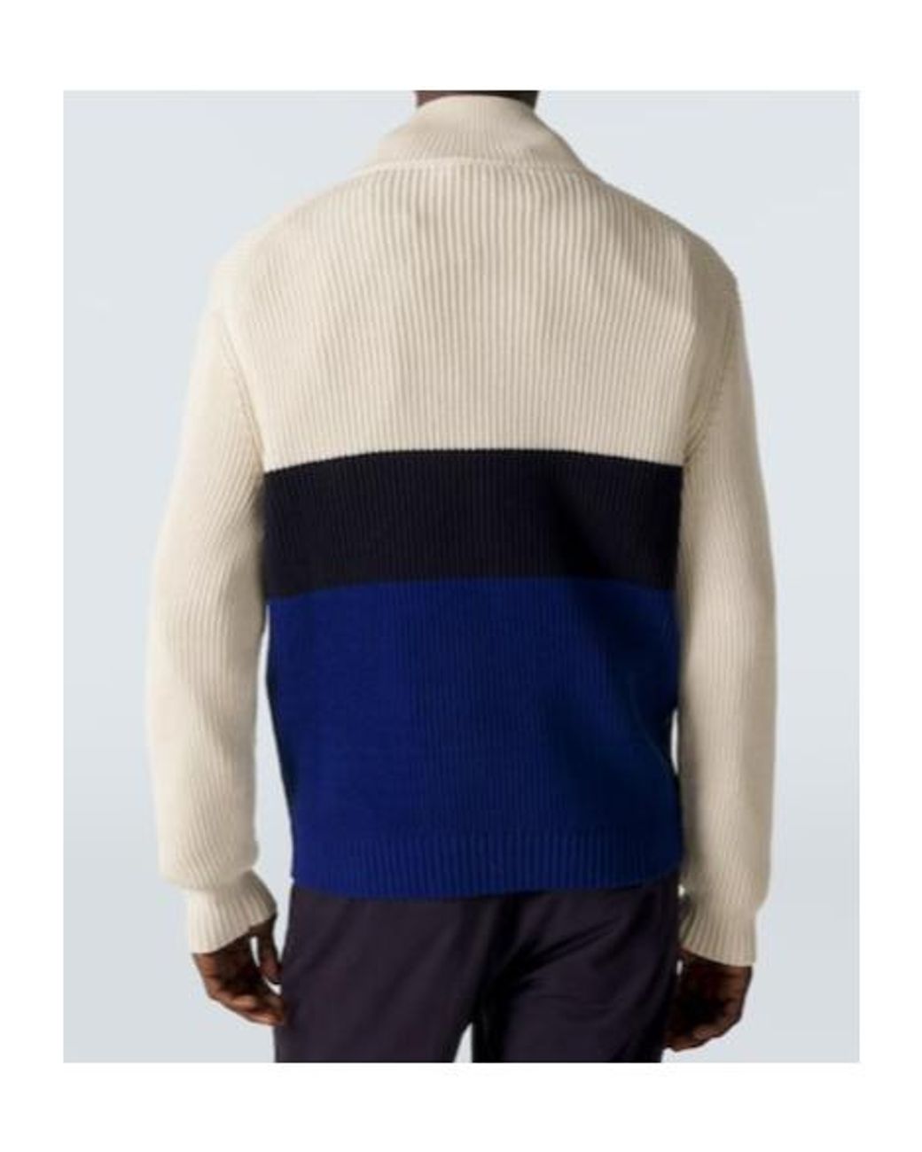 Dunhill Blue Colorblocked Cotton And Silk Sweater for men