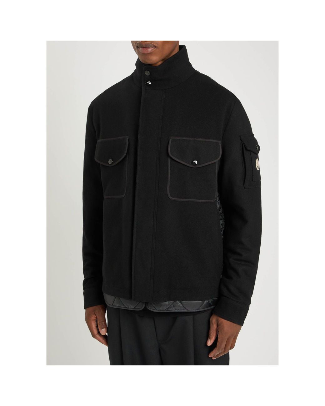 Moncler Black Simple Wool Jacket for men