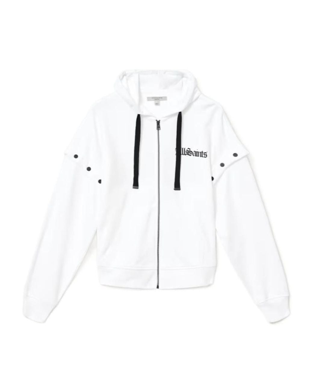 AllSaints White Gig Amphia Snap-Detail Sweatshirt