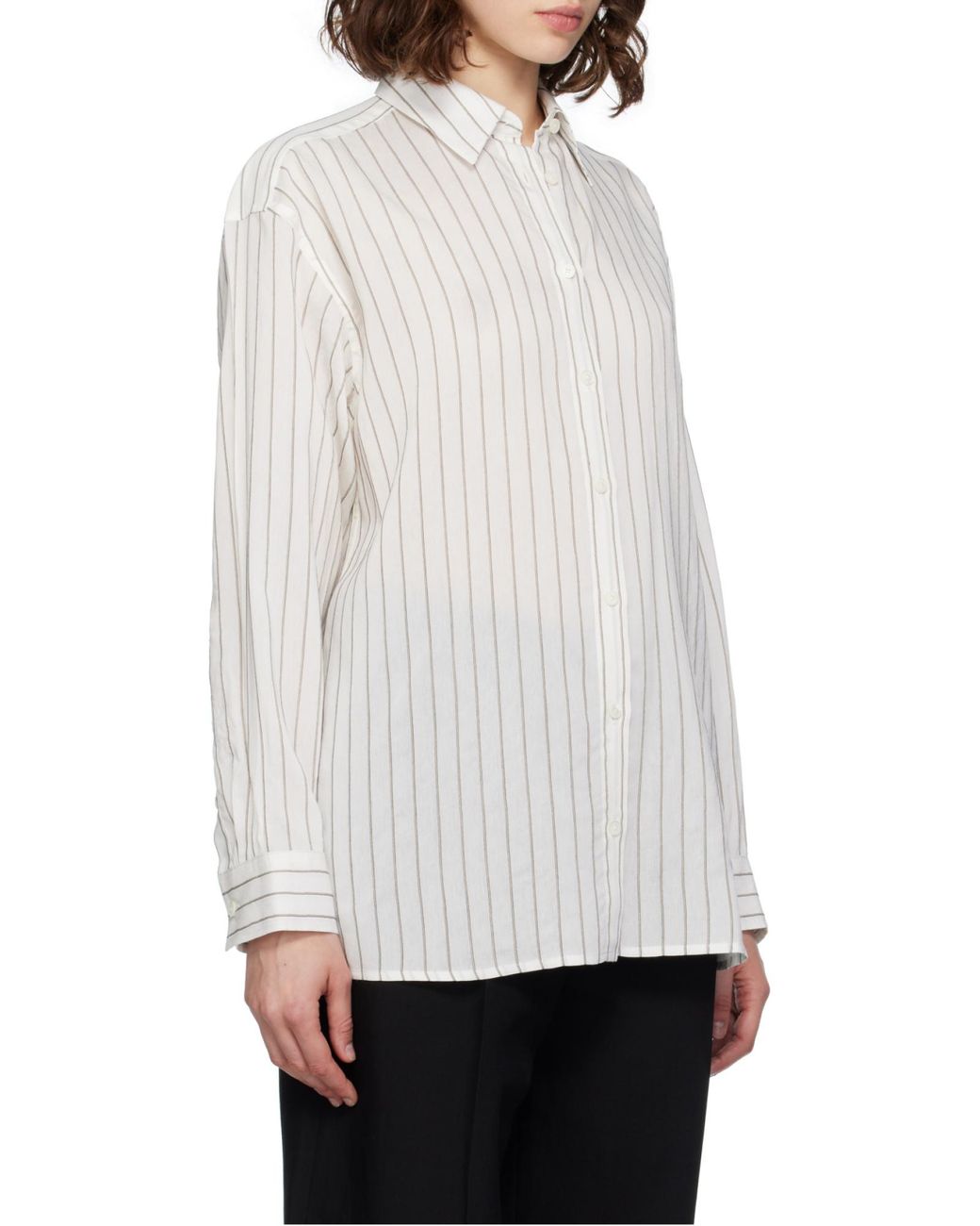 Totême White Totême Striped Long-Sleeved Shirt