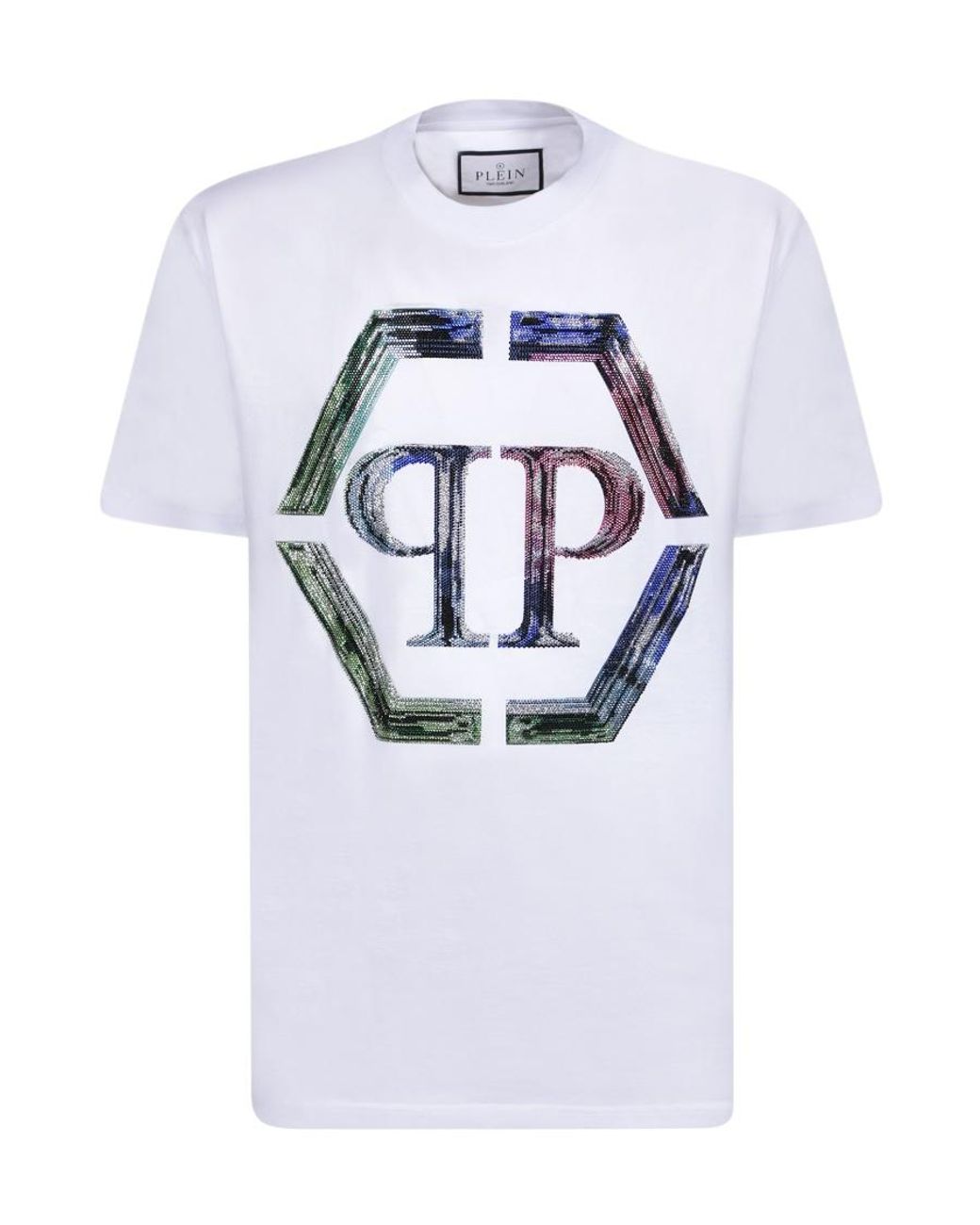 Philipp Plein Blue Logo Printed Crewneck T-Shirt for men