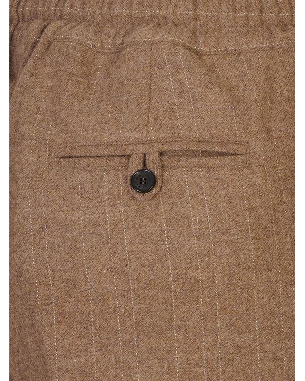 Kiton Brown Pinstripe Drawstring Trousers