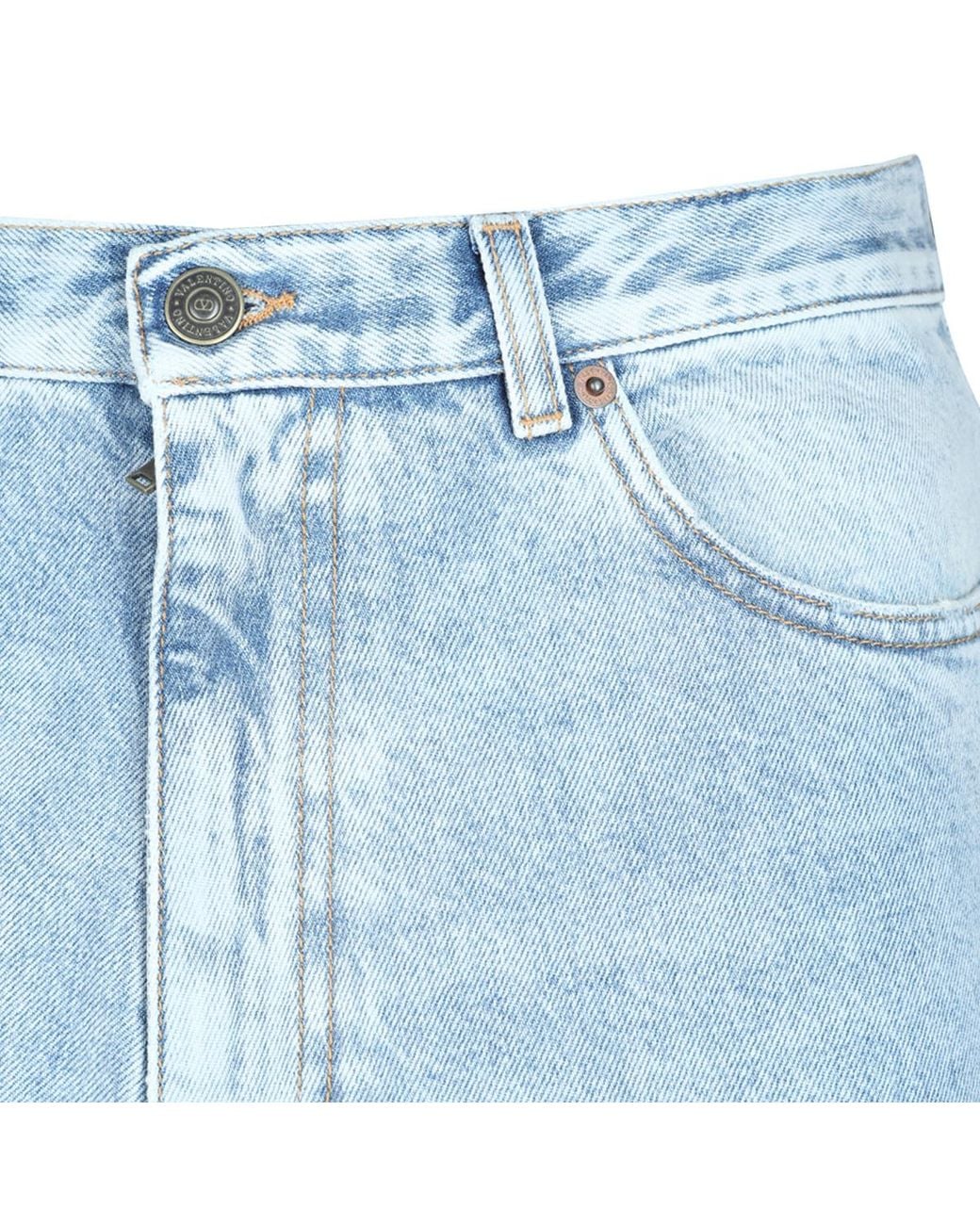 Valentino Blue Wide-Leg Cropped Jeans for men