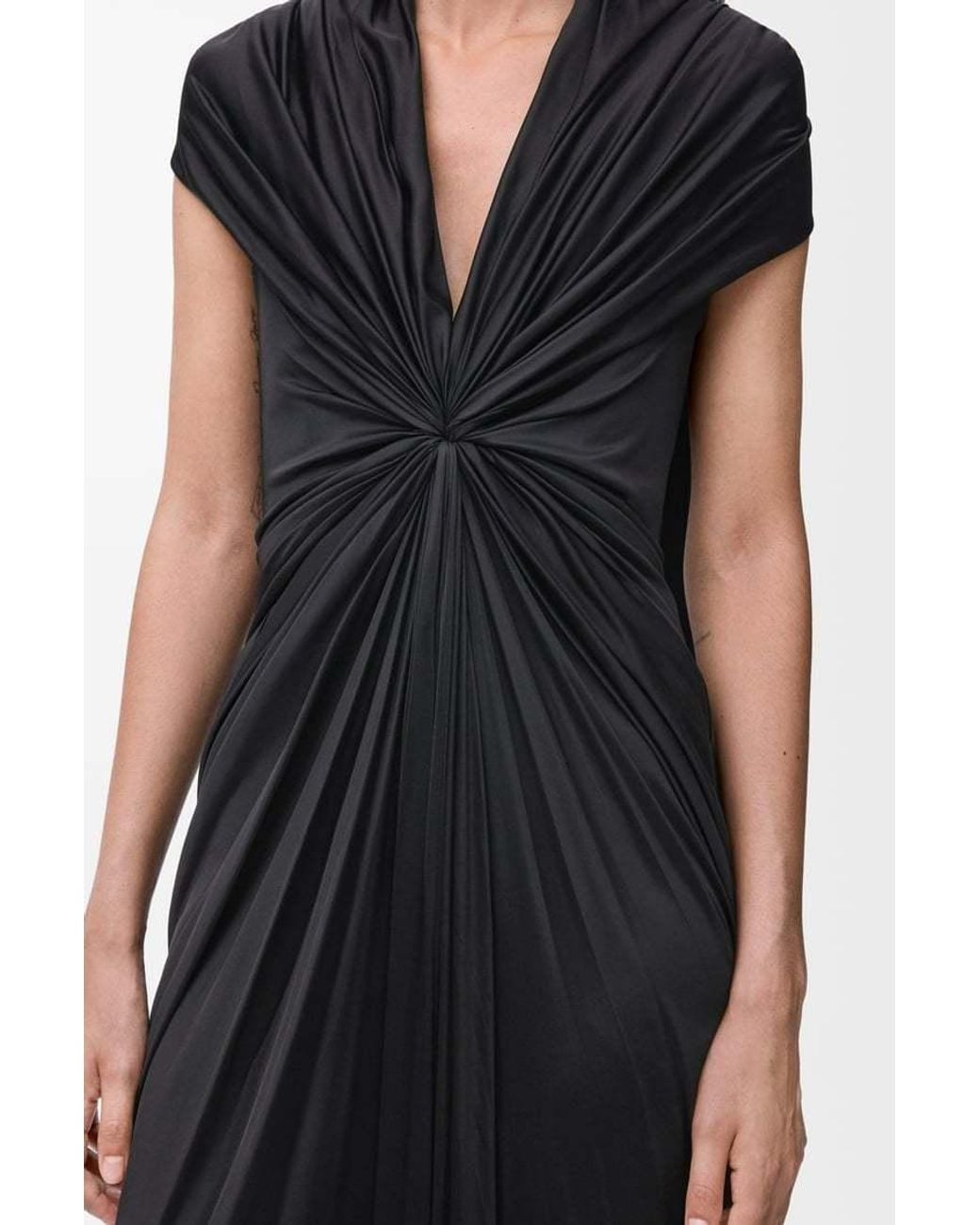 Loewe Black Gathered Draped Sleeveless Dress