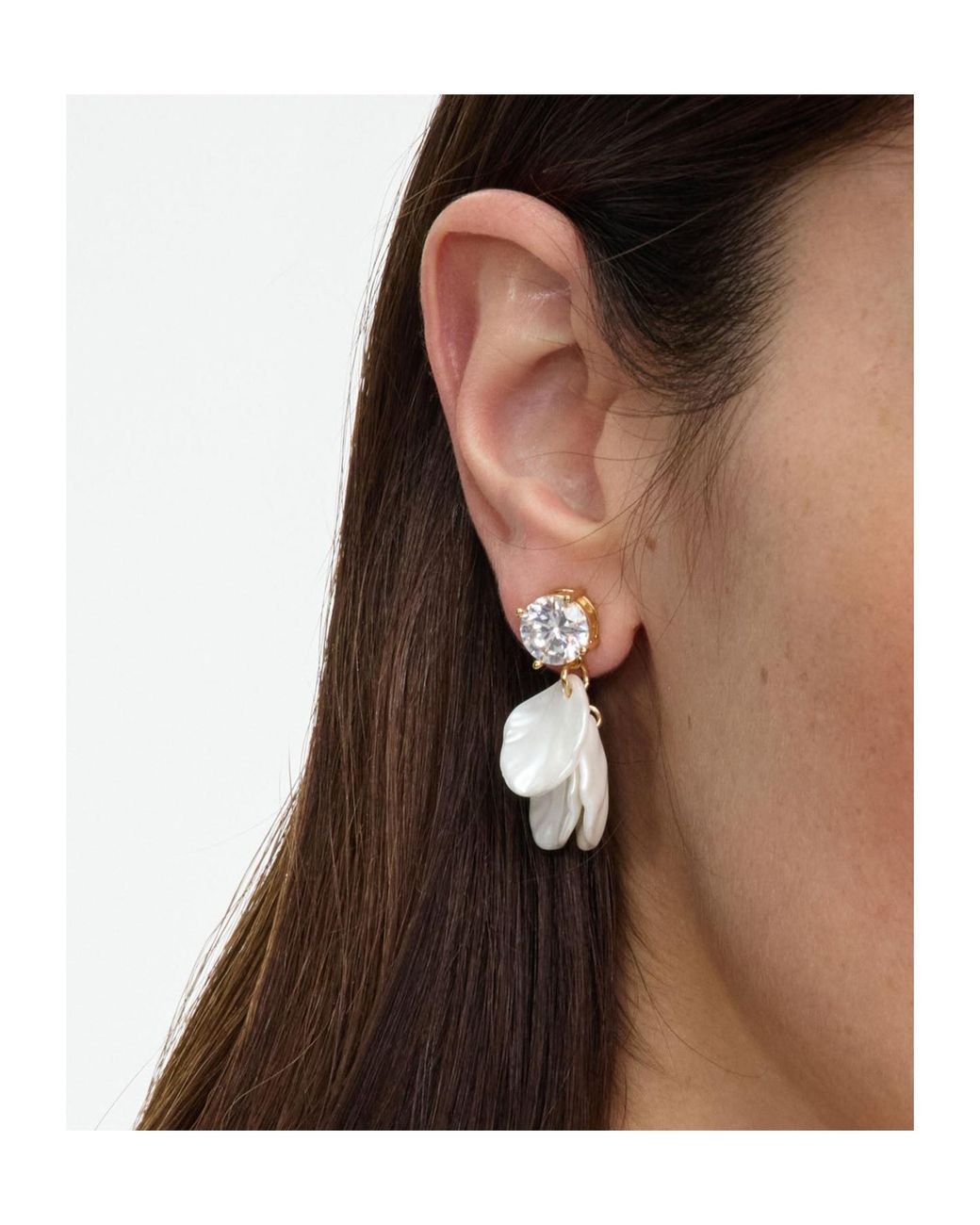 Self-Portrait White Crystal Petal Earrings