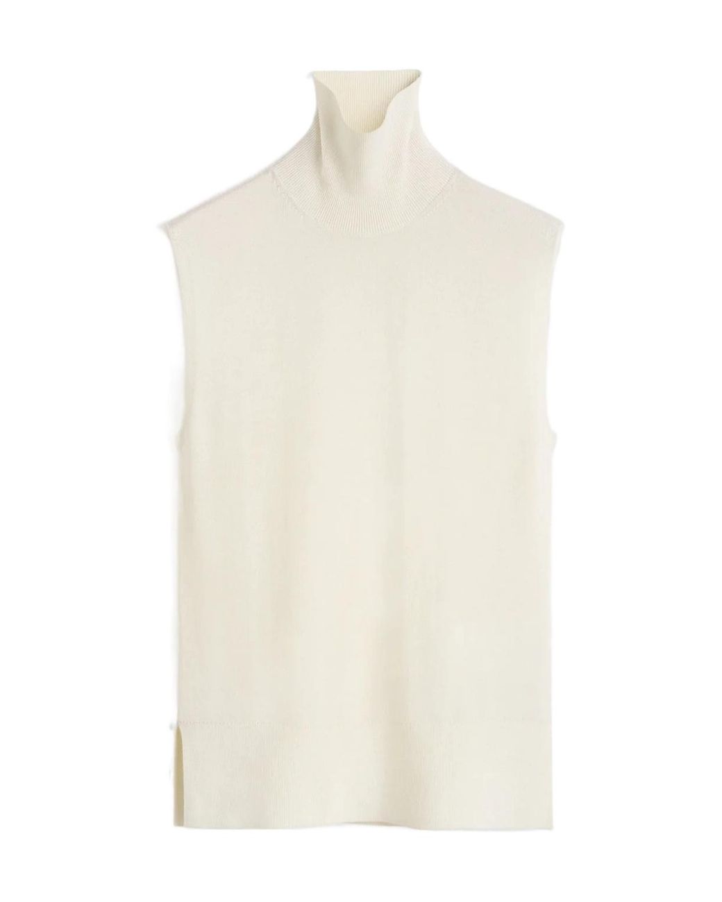Totême White Totême High Collar Sleeveless Knitted Top