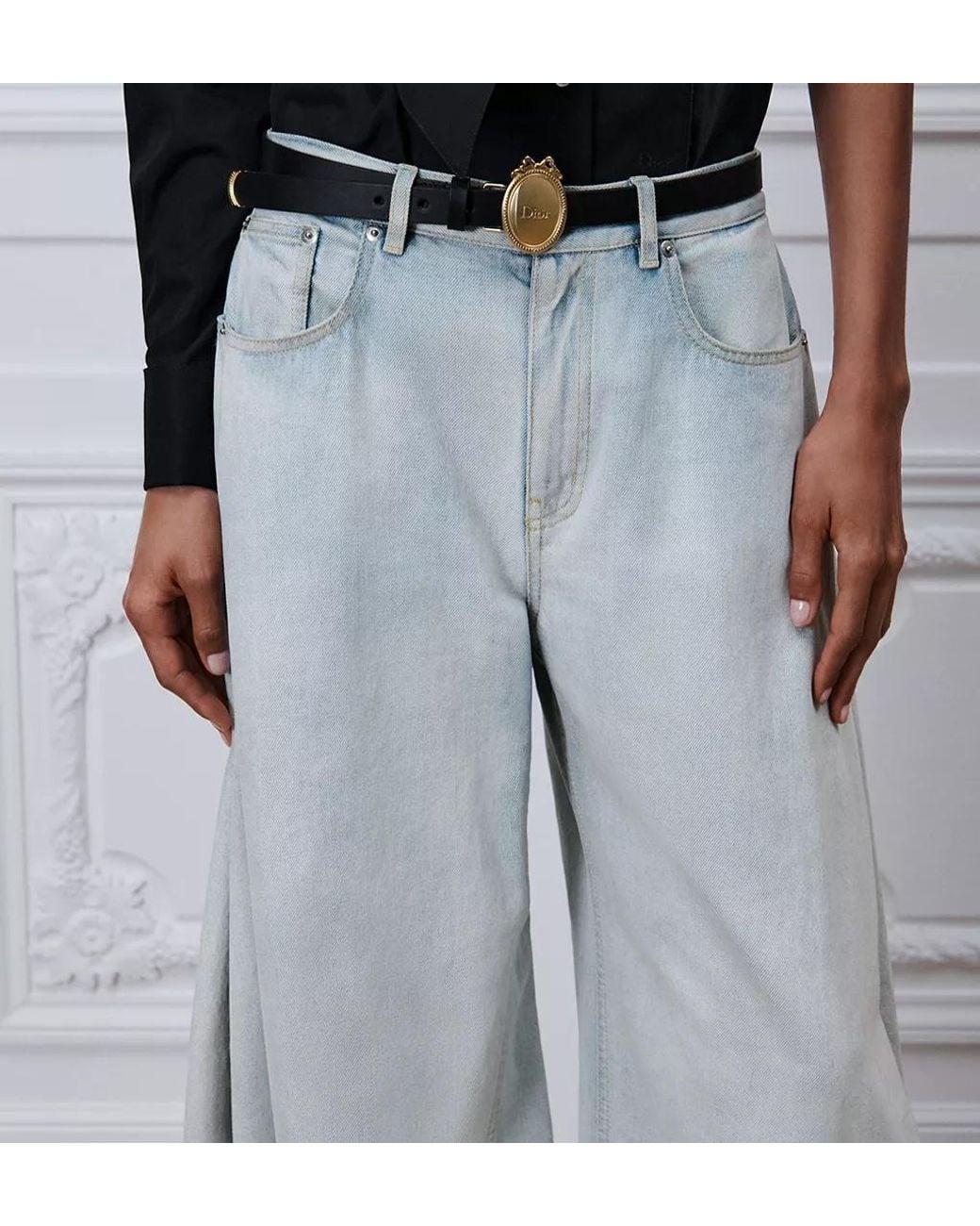 Dior Gray High-Rise Wide-Leg Jeans