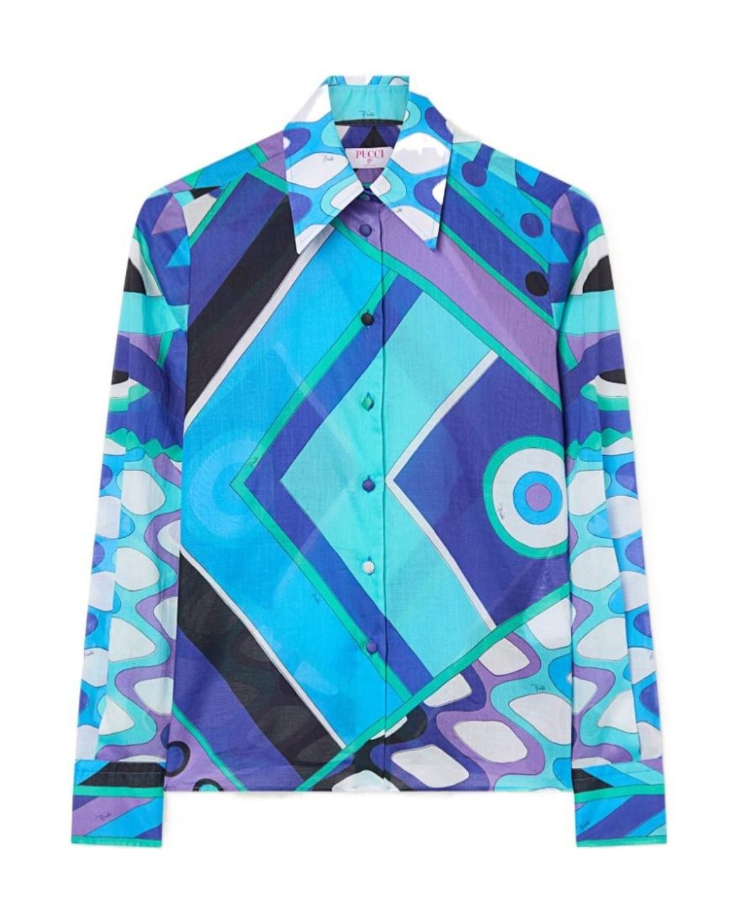 Emilio Pucci Blue Pucci Geometric Print Shirt