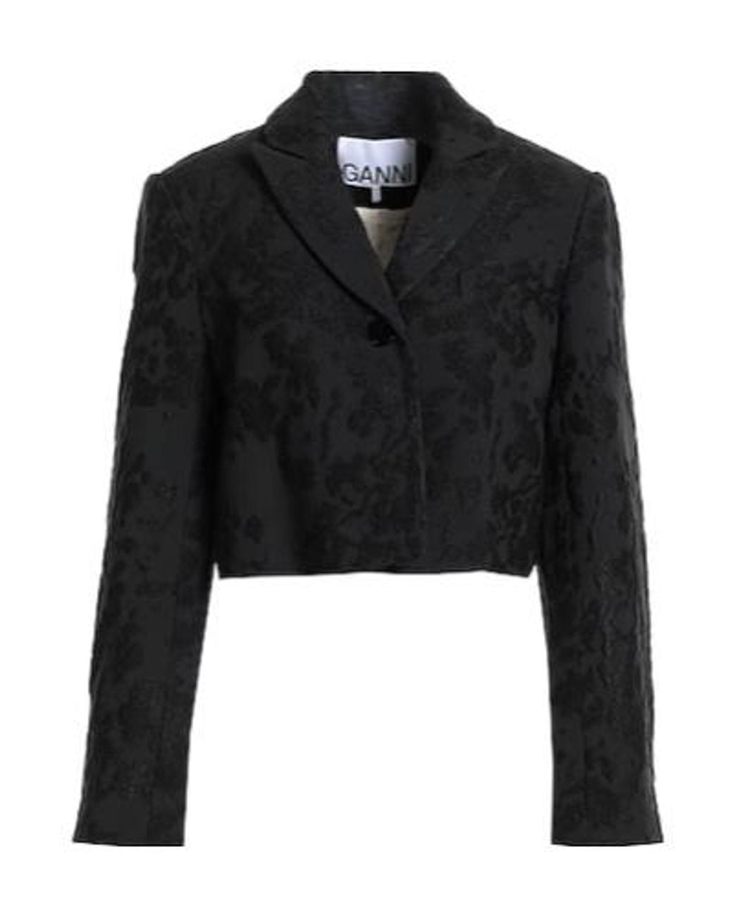 Ganni Black Simple Single-Breasted Suit Jacket