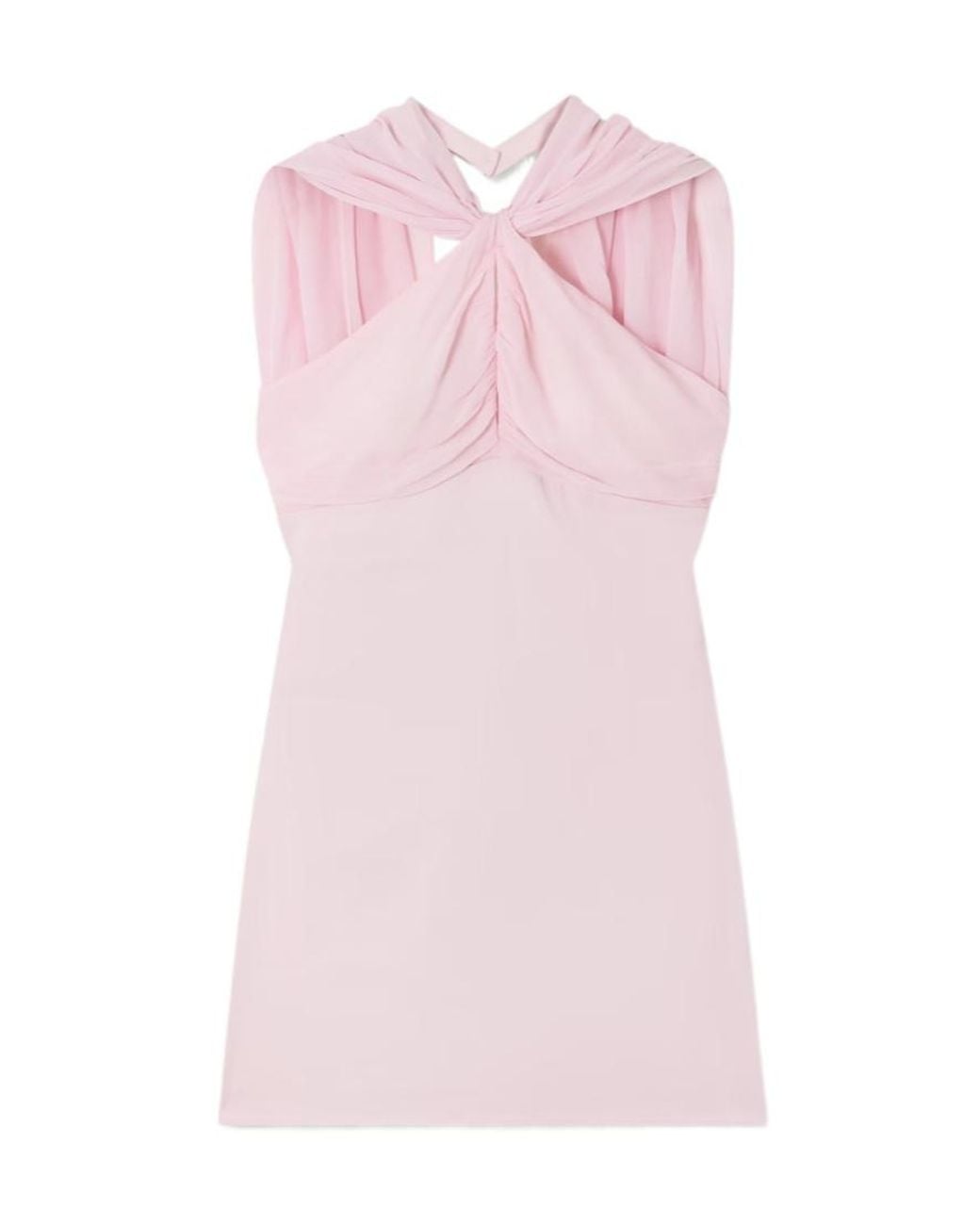Posse Pink Solene Ruched Chiffon And Satin-Crepe Mini Dress