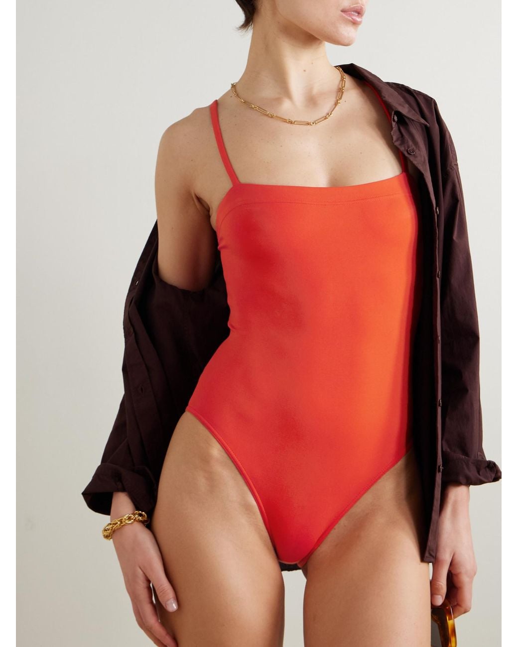 Eres Red Minimal Block One-Piece Swimsuit