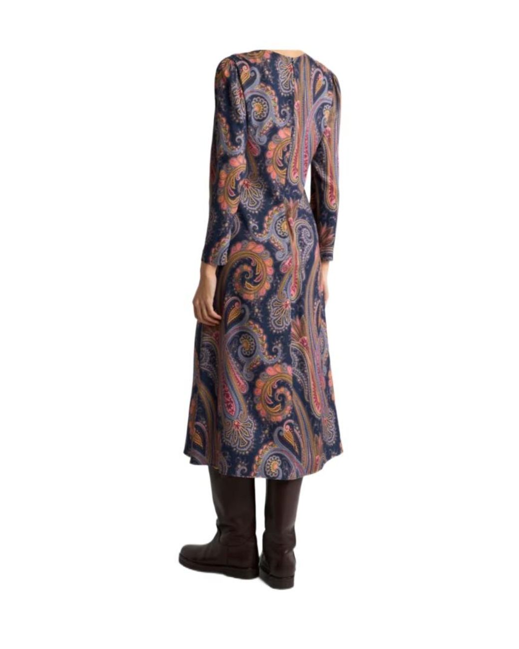 Etro Purple Crepe Midi Dress With Paisley Motif