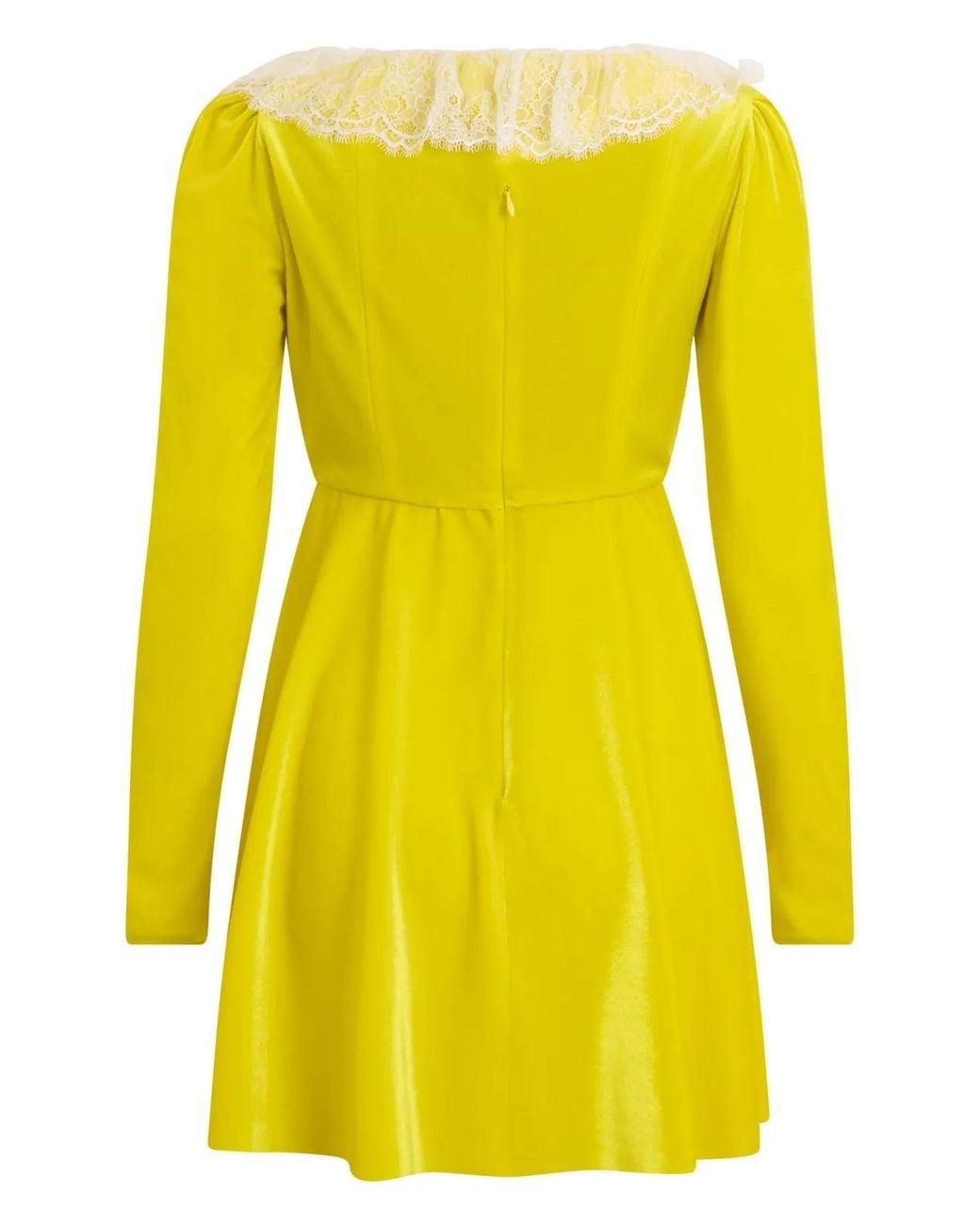 Philosophy Di Lorenzo Serafini Yellow Lace-Trim Mini Dress