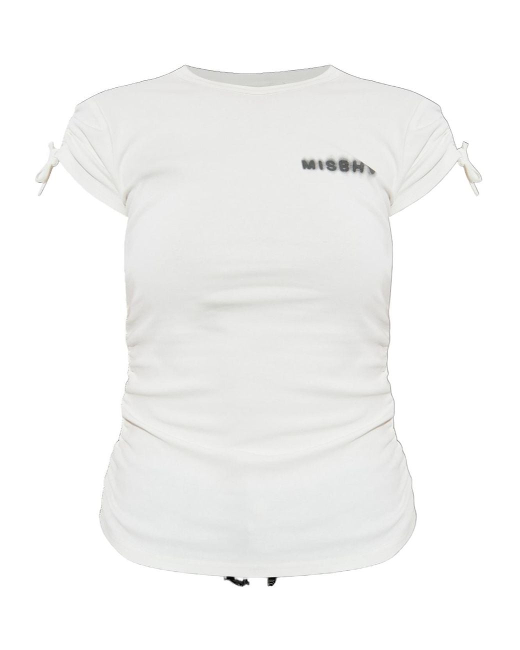 M I S B H V White Tie-Sleeves T-Shirt