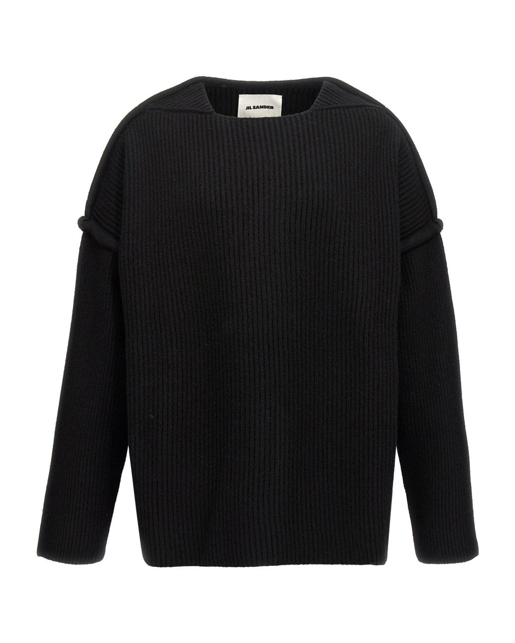 Jil Sander Black Geometric Neckline Knitted Jumper for men