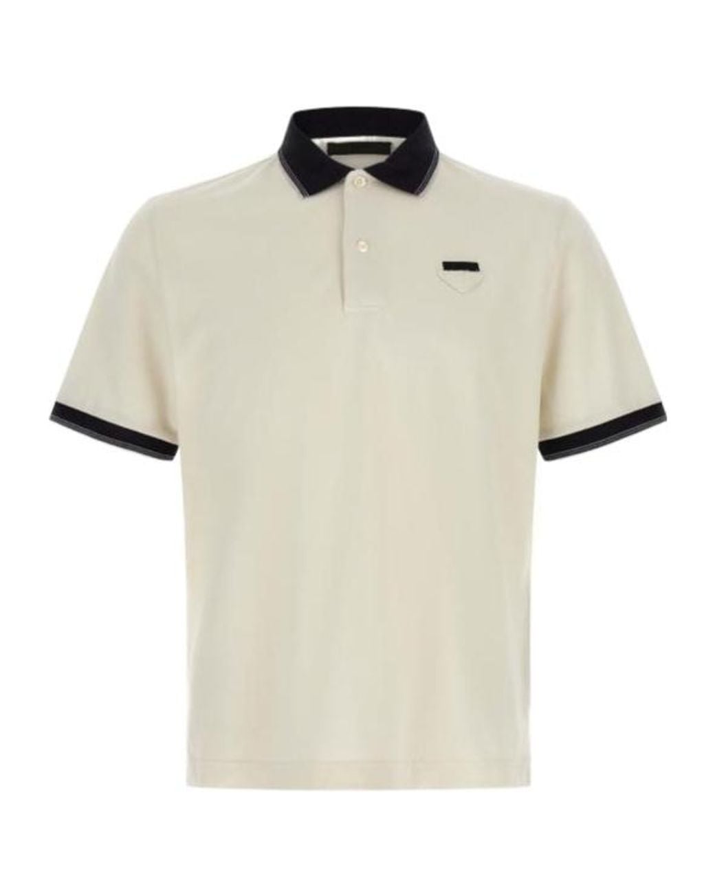 Prada White Contrast-Trim Piqué Polo Shirt for men