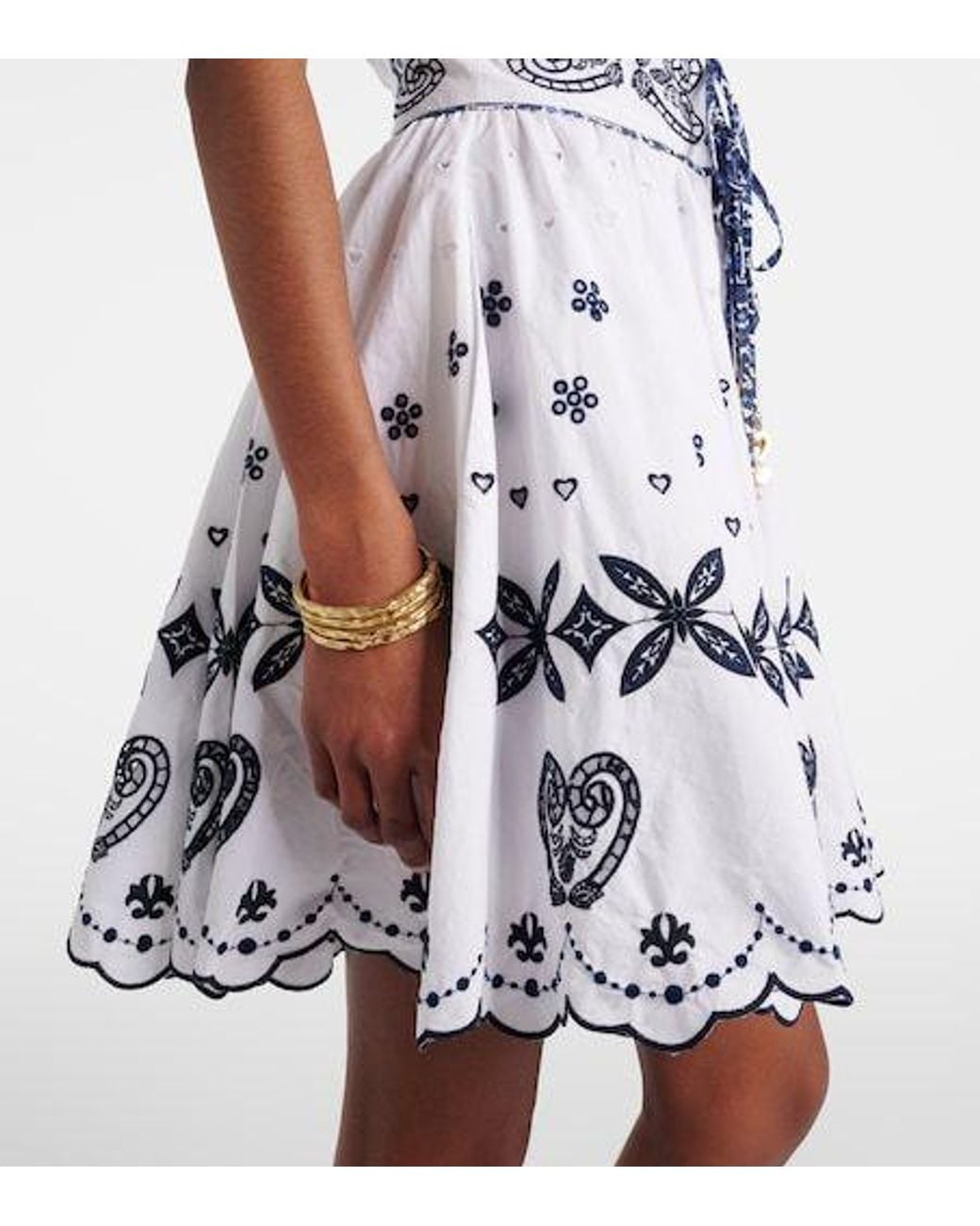 Camilla White Embroidered Cotton Minidress