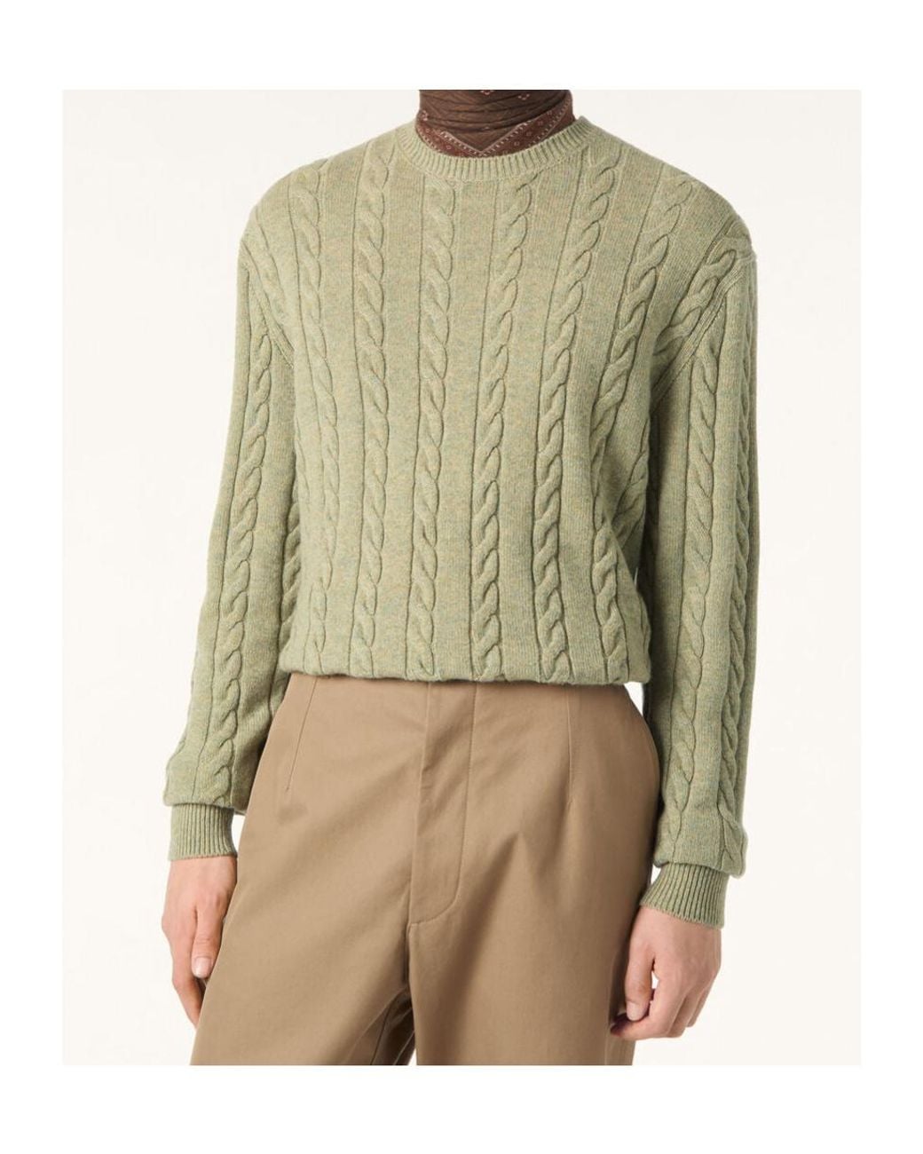 Loro Piana Green Cedar Crewneck Knitted Jumper for men