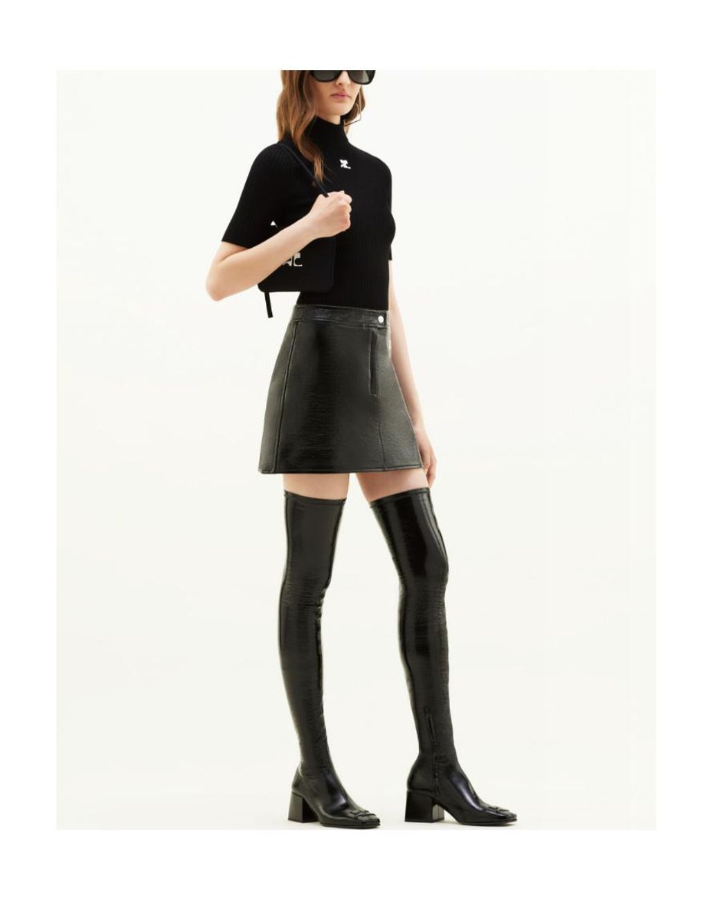 Courreges Black Courrèges Reedition Logo Patch Mini Skirt