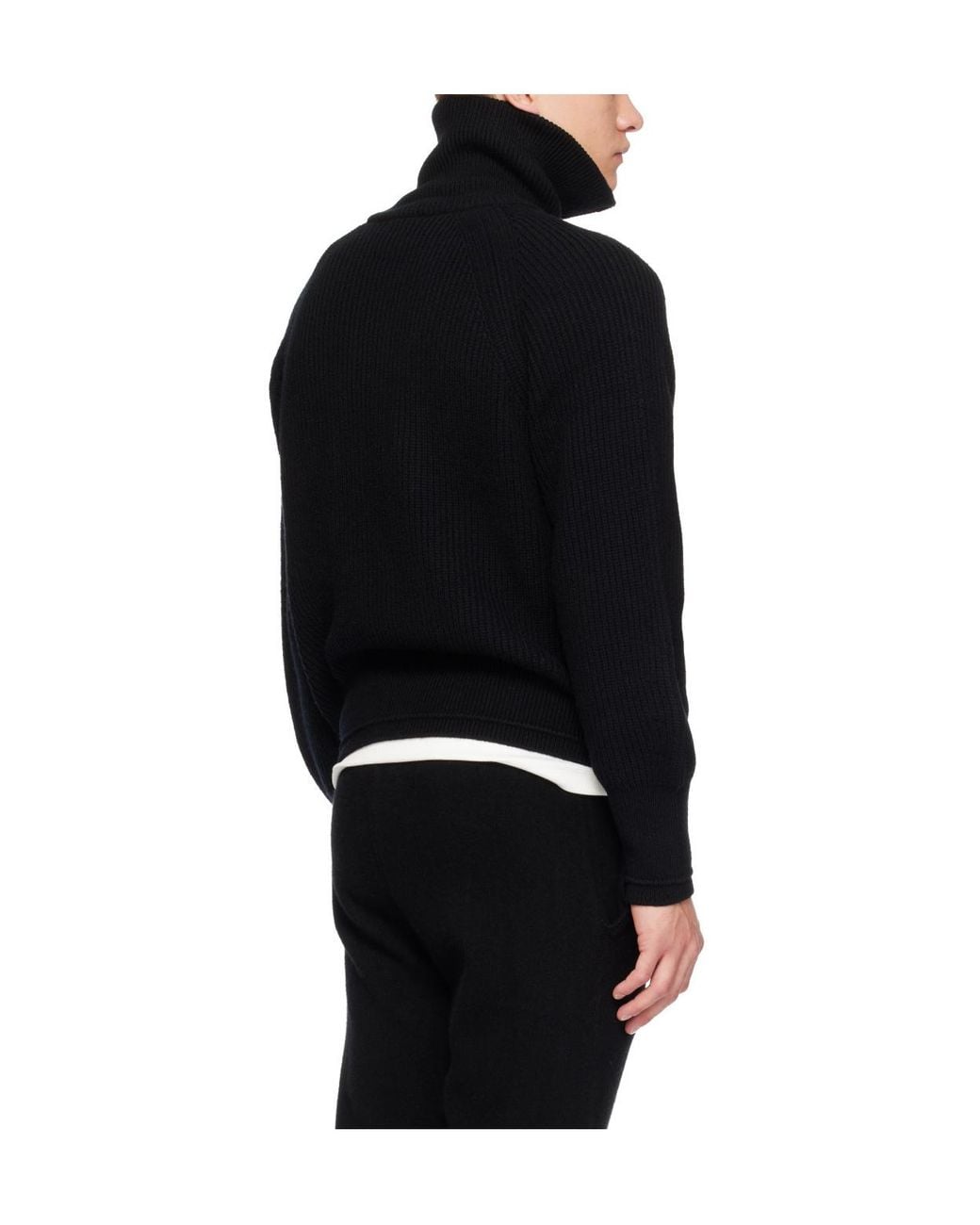 Entire studios Black Ribbed Zip-Up Cardigan for men