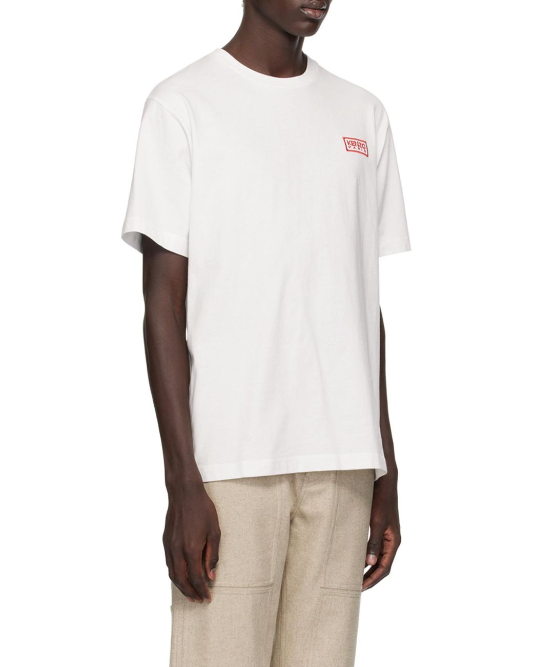 KENZO White Logo Embroidered Crewneck T-Shirt for men