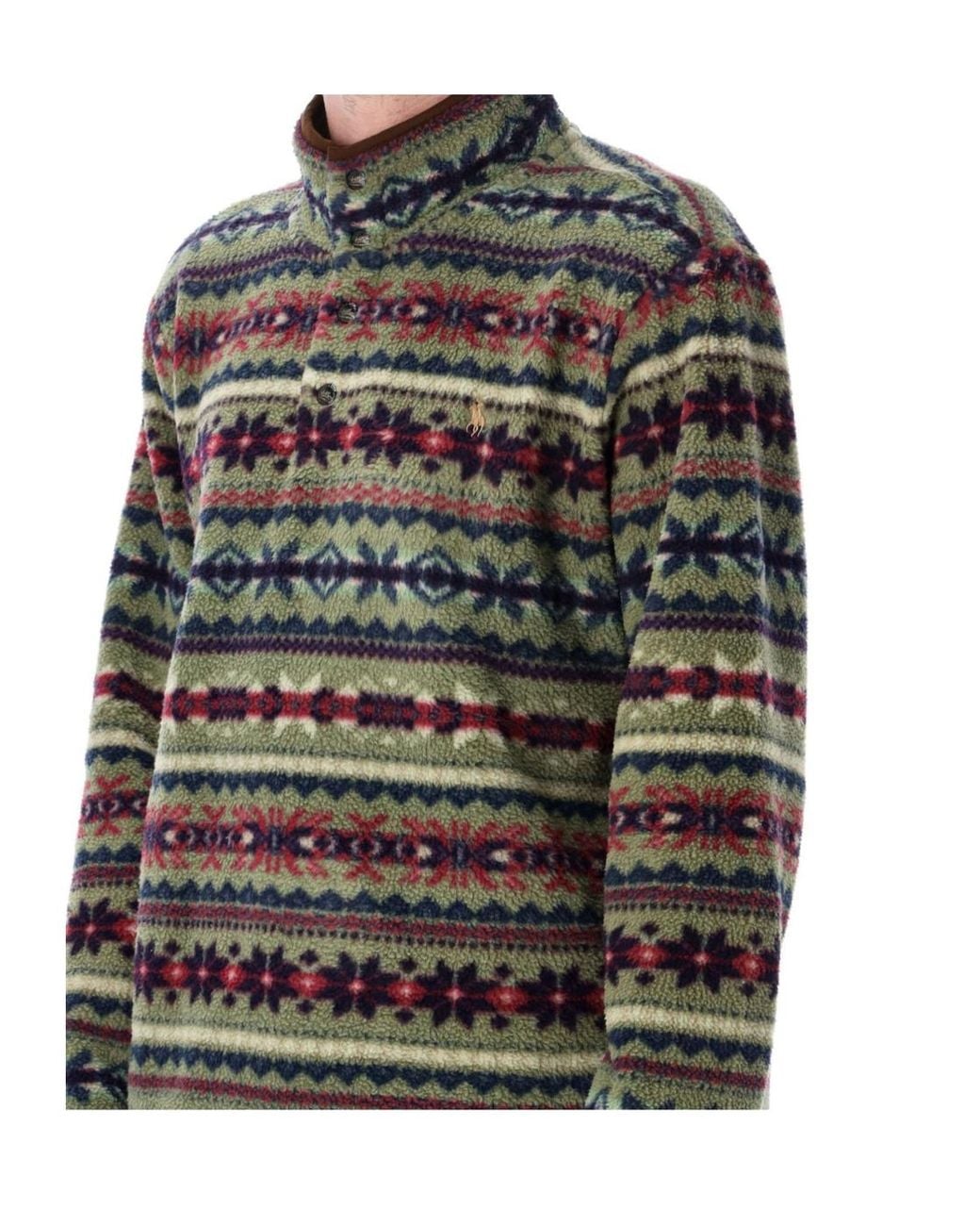 Polo Ralph Lauren Gray Pile Jaquard Fleece Sweatshirt for men