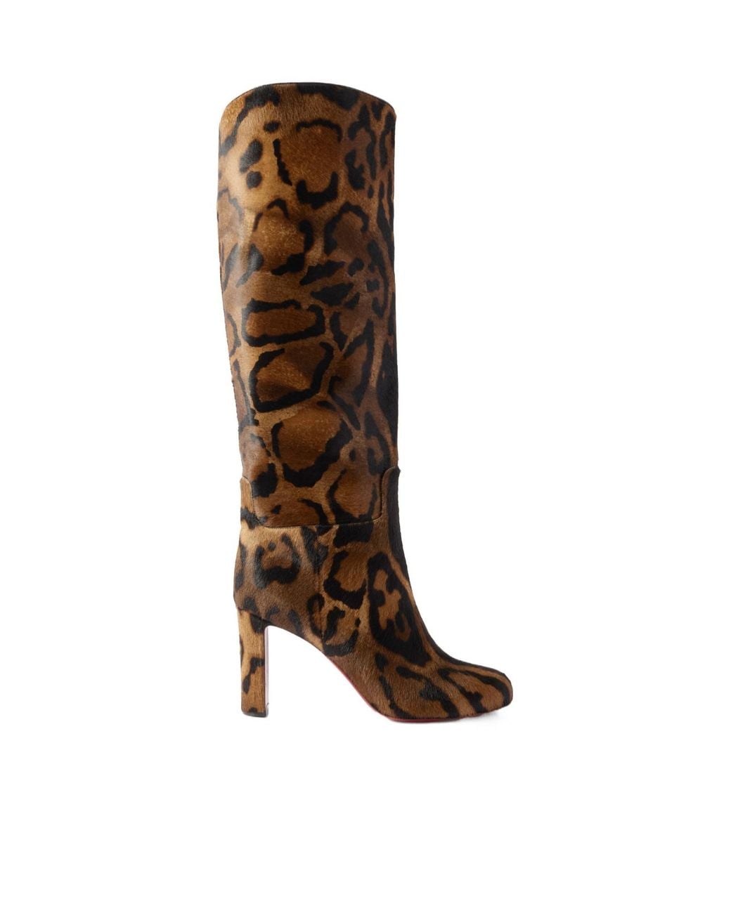 Christian Louboutin Brown Leopard-Print Calf Hair Knee Boots