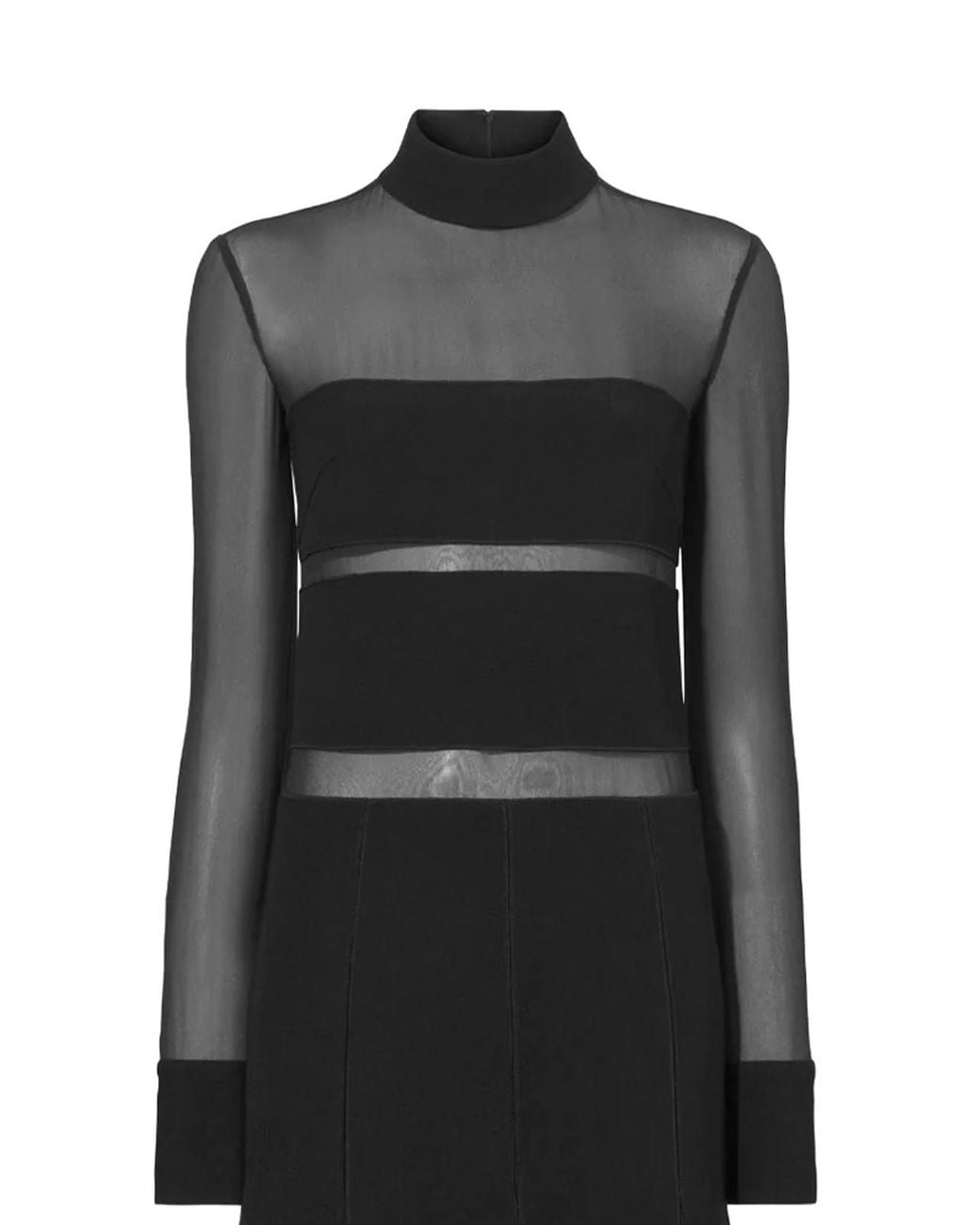 Proenza Schouler Black Sheer-Panel Pleated-Skirt Midi Dress