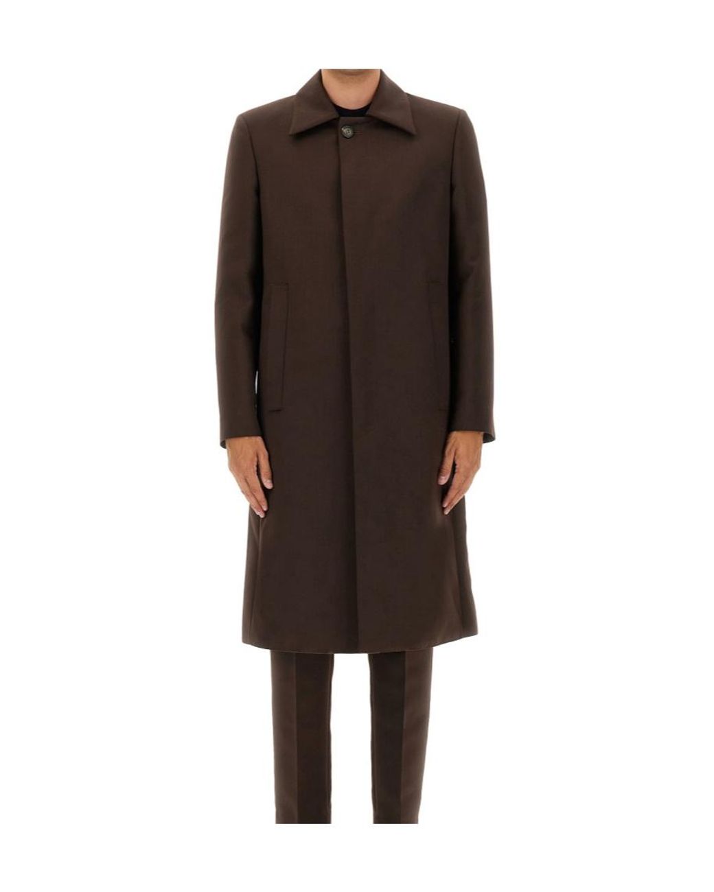 MM6 by Maison Margiela Brown Buttoned Tailored Overcoat for men