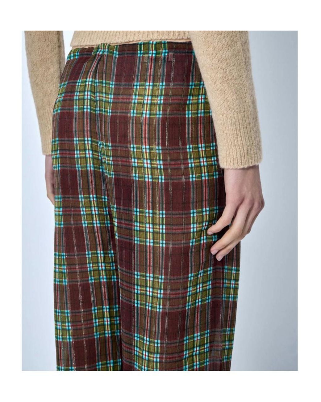 Dries Van Noten Gray Drawstring Plaid Casual Trousers