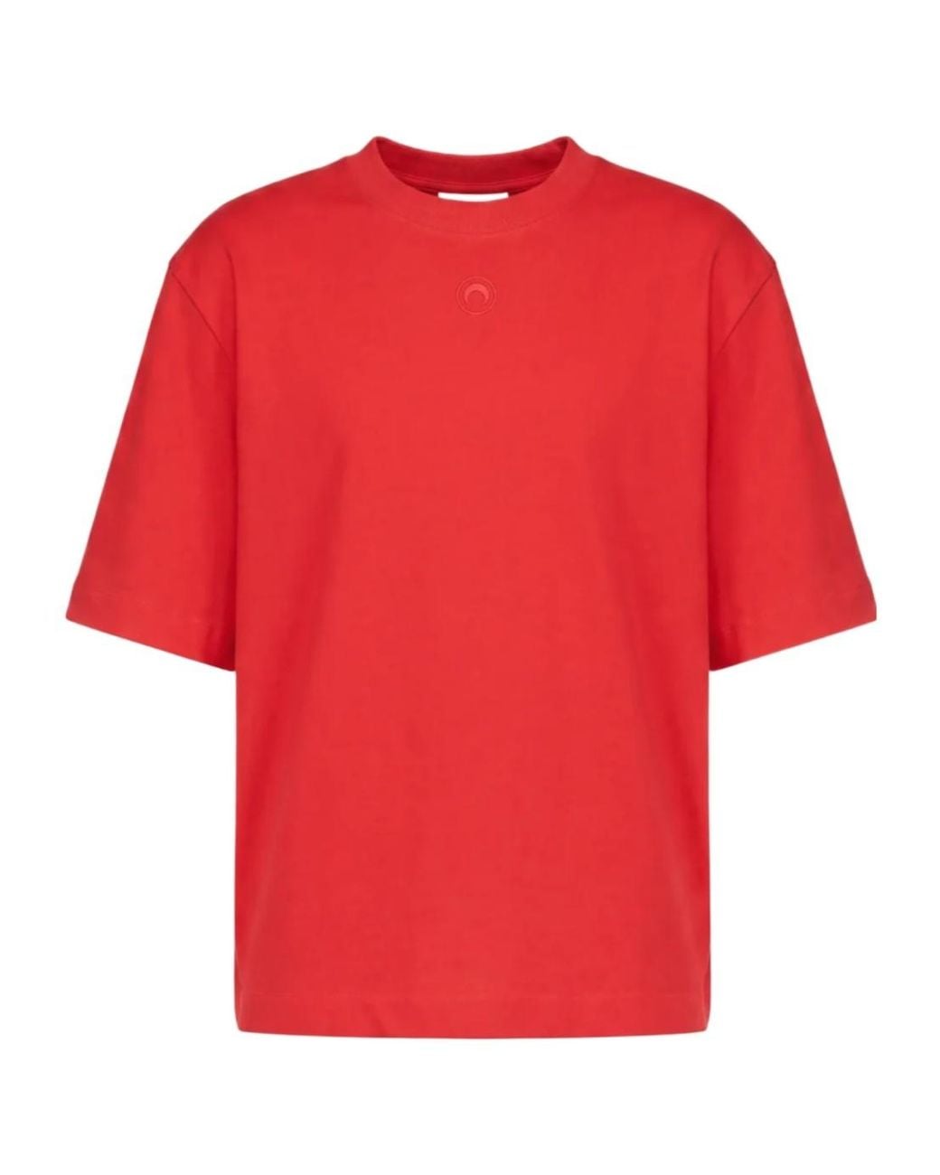 MARINE SERRE Red Oversized Moon-Graphic Crew-Neck Short-Sleeve Sports T-Shirt for men