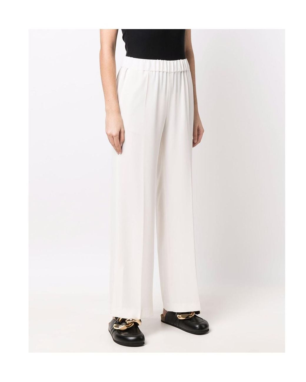 Alberto Biani White High-Waist Wide-Leg Trousers