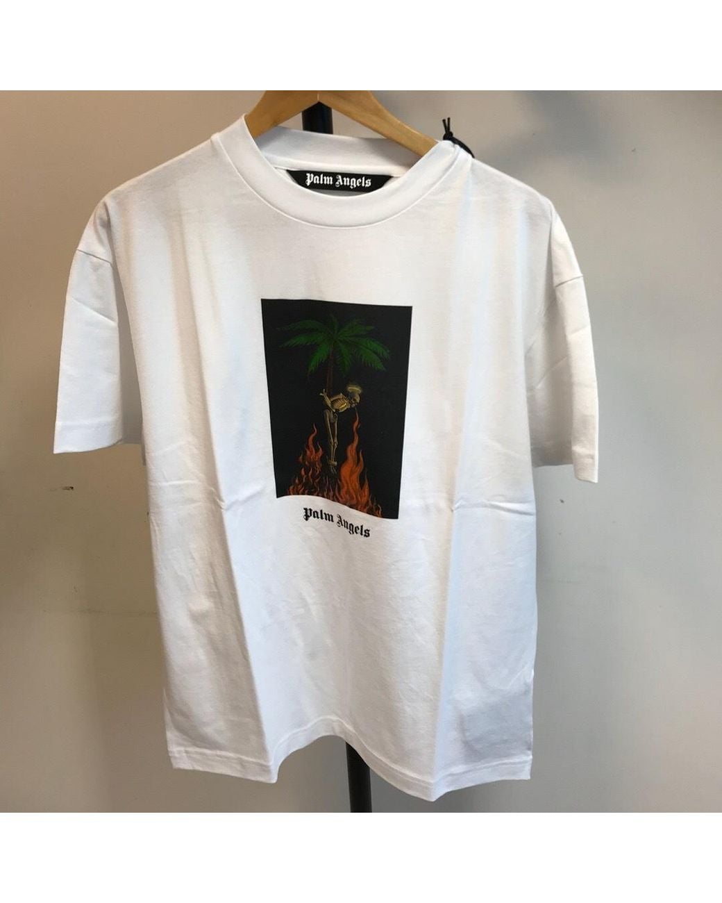 Palm Angels White Logo Skull Printed T-Shirt for men