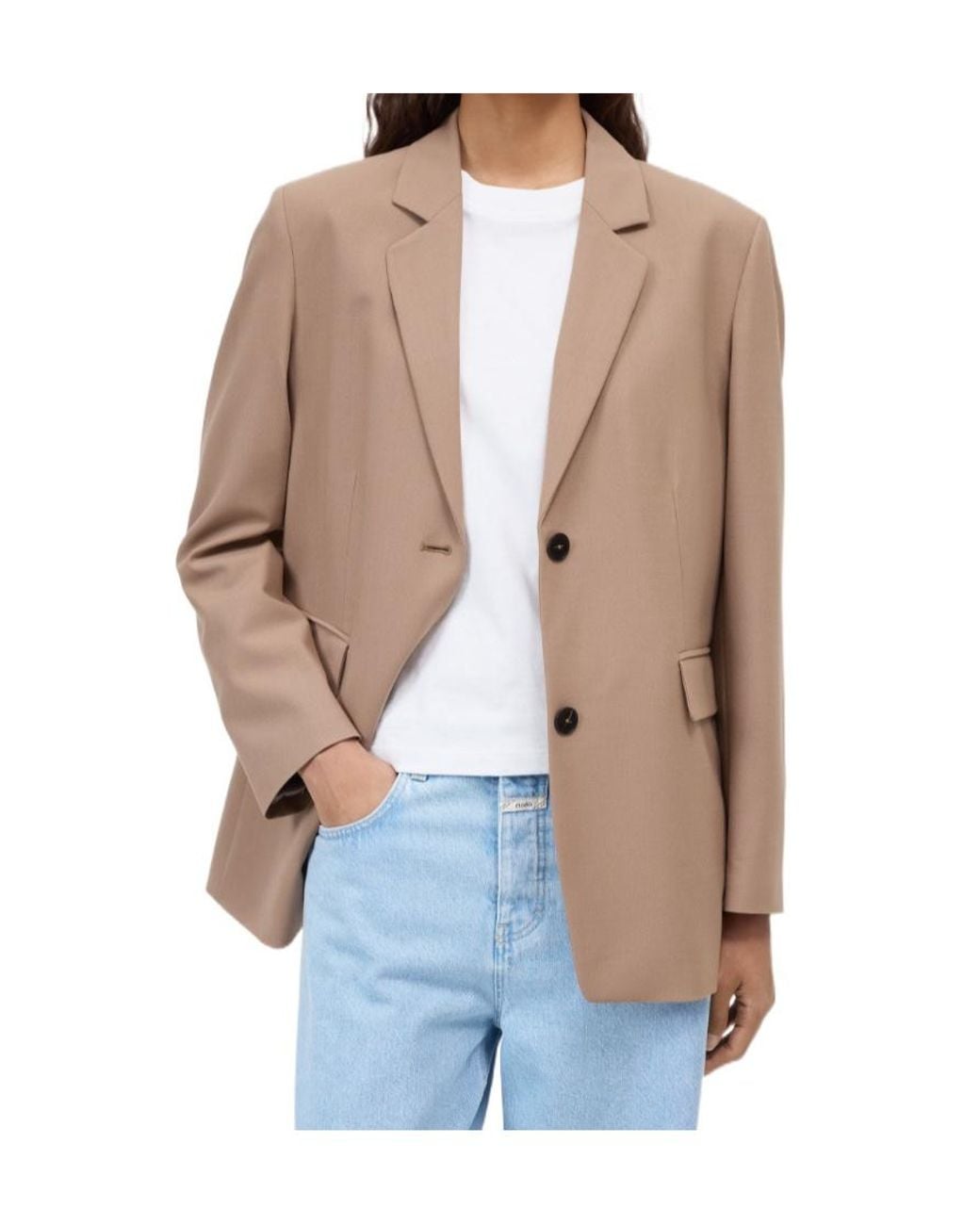 Closed Brown Single-Breasted Notched-Lapels Blazer