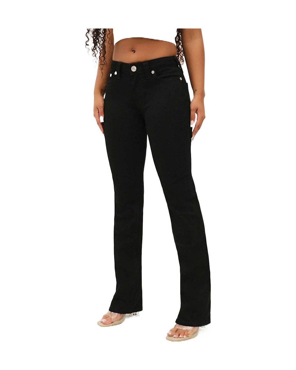 True Religion Black Billie Mid Rise Straight Jean