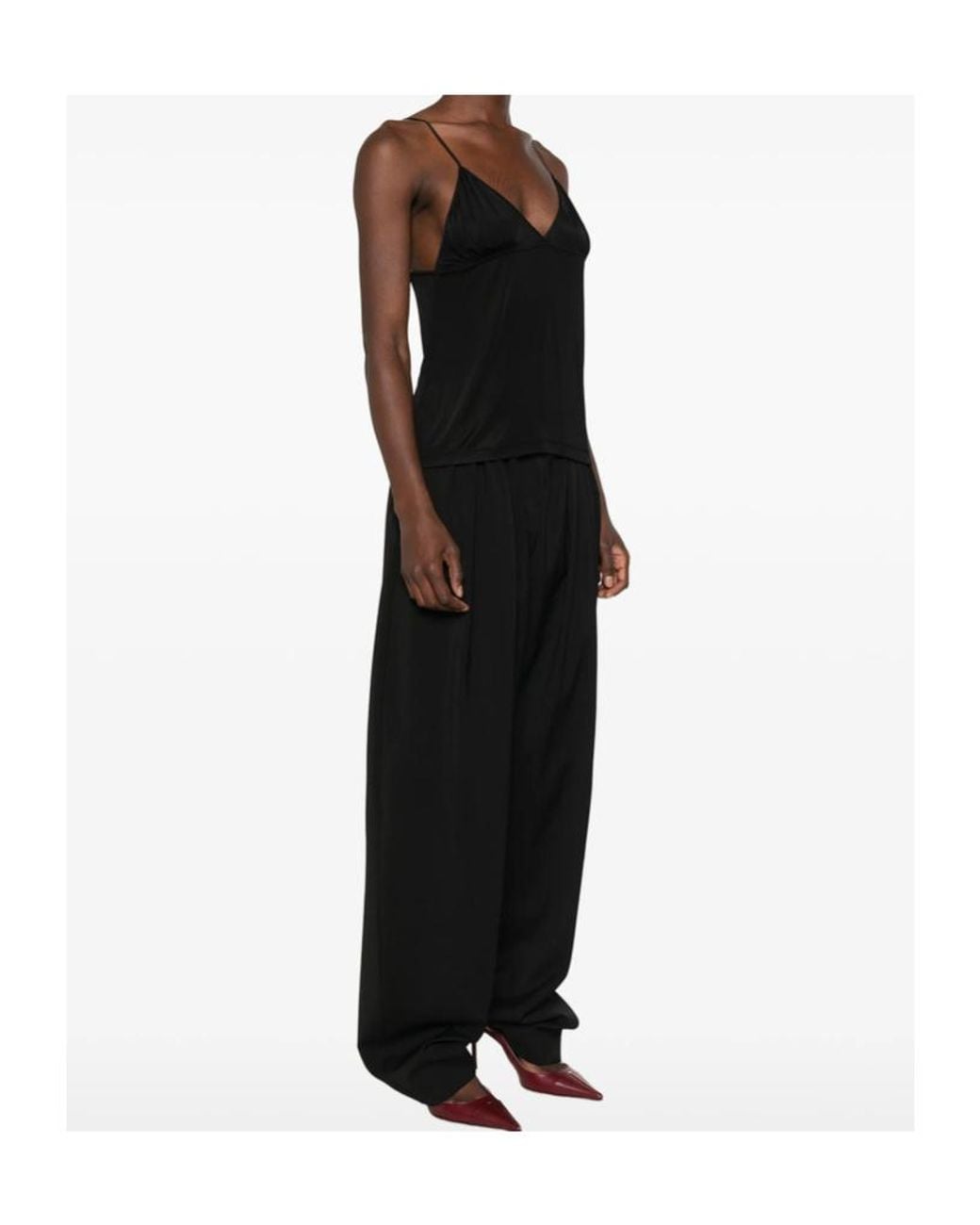 Saint Laurent Black V-Neck Sleeveless Top