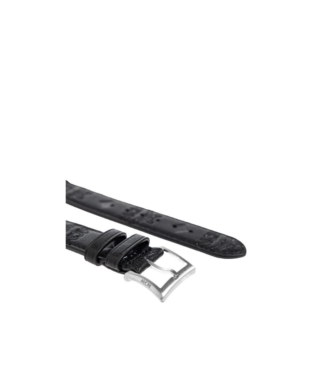 MCM Black Embossed-Monogram Leather Apple Watch Band for men