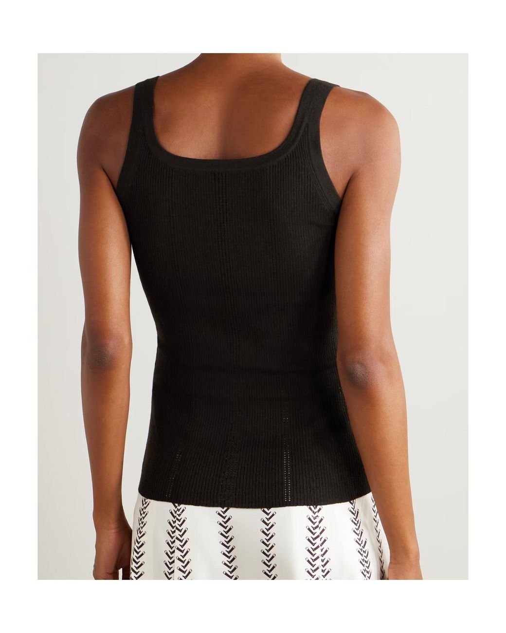 Gabriela Hearst Black Lucy Pointelle-Knit Wool Tank Top