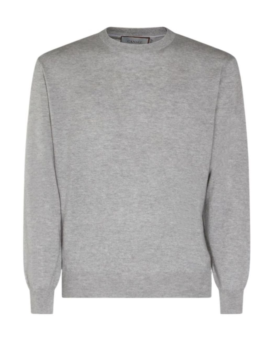 Canali Gray Crew-Neck Knitted Sweater for men