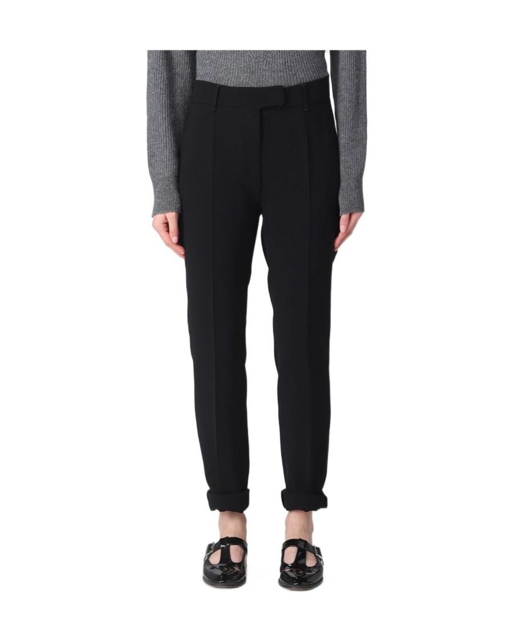Max Mara Black Studio High Waist Cropped Trousers