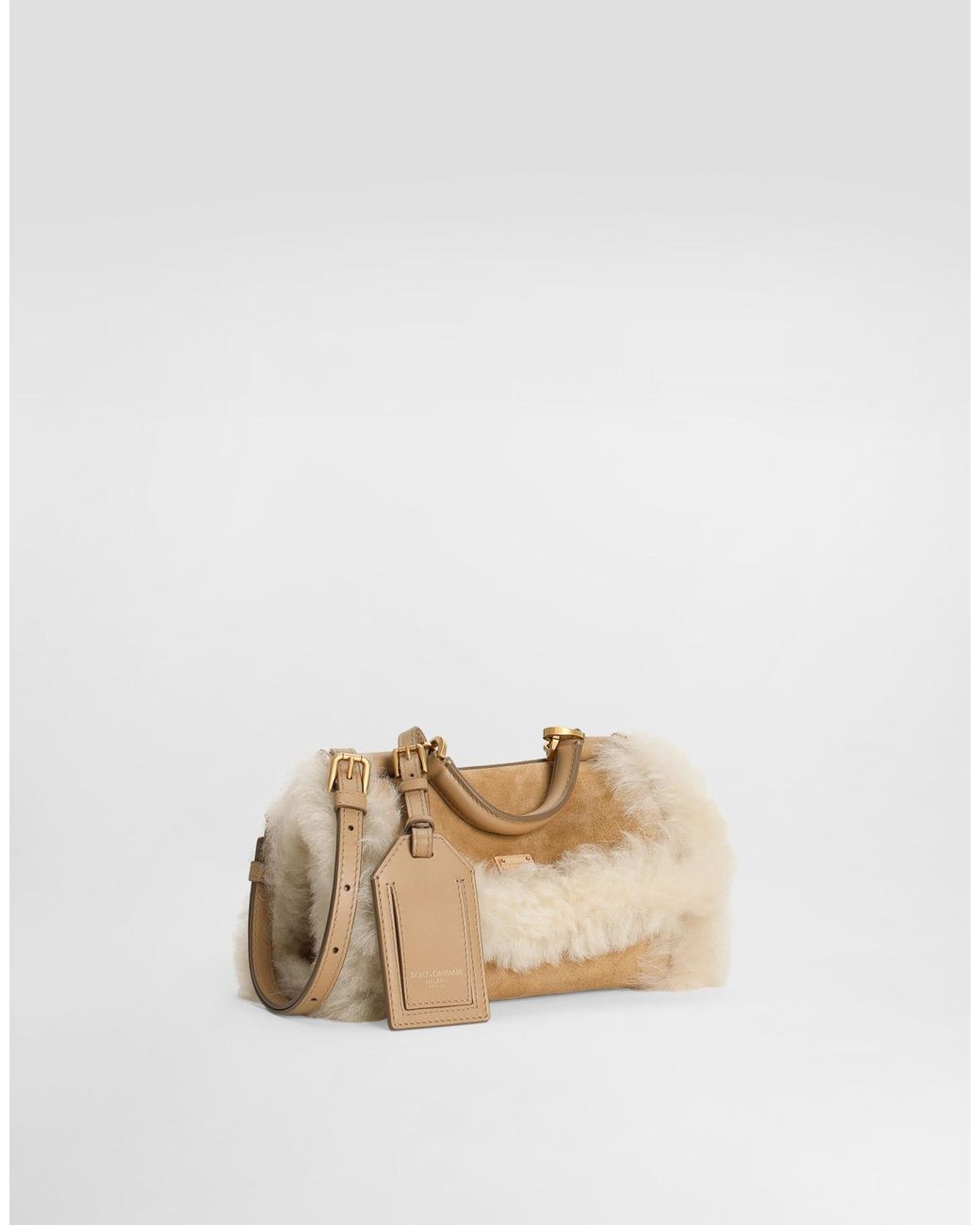 Dolce & Gabbana Natural My Sicily Shearling Tote Bag