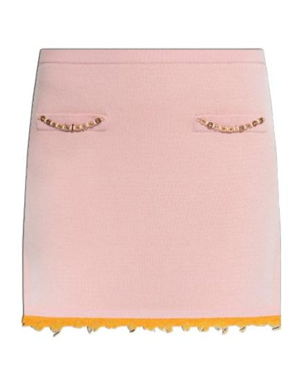 Casablanca Pink Double Face Frayed-Edege Mini Skirt